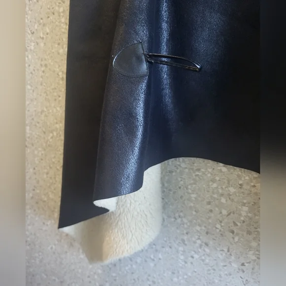 Vest For Womens Faux Leather, Black, Faux Fur, "Celle" 42 Chest - Picture 6 of 12